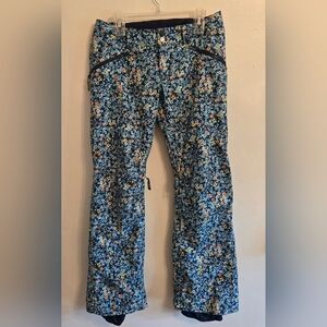 Burton Dryride Womens Blue Floral Snowboarding Pants Size Medium